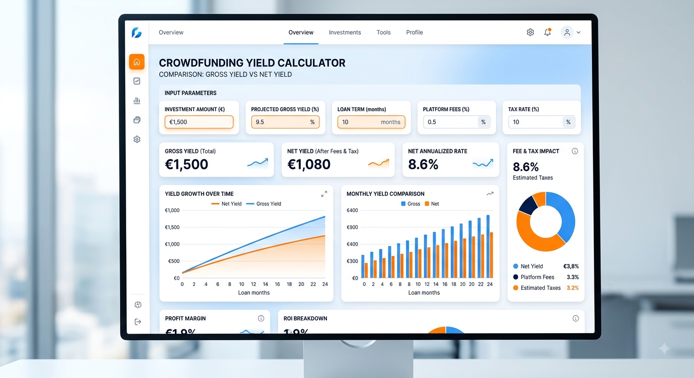 Calculadora de rendimiento: comparación entre rendimiento bruto y neto en crowdfunding
